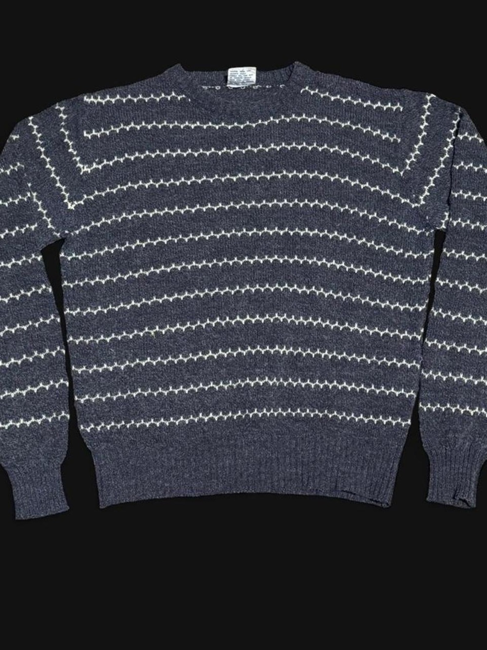 Saturdays Crewneck Sweater Gray Wool Blend Striped Knit Size M Vintage Korean